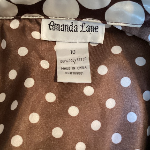 Amanda Lane Chocolate Brown Polka Dot Midi Dress Size 10 - Picture 2 of 6